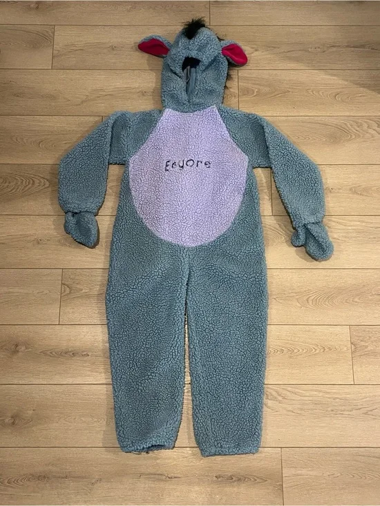 Vintage Eeyore Kids One-Piece Fleece Halloween Costume Disney Store Size 8-10