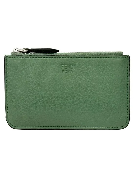 Fendi Wallet Coin Case Leather Fragment Green Card