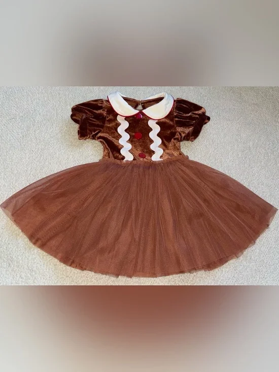 Taylor Joelle Velvet Gingerbread Christmas Dress Size 2