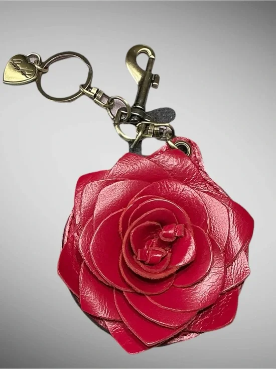 Patricia Nash Parisian Rose Leather Bag Charm Mirror Keychain NWT