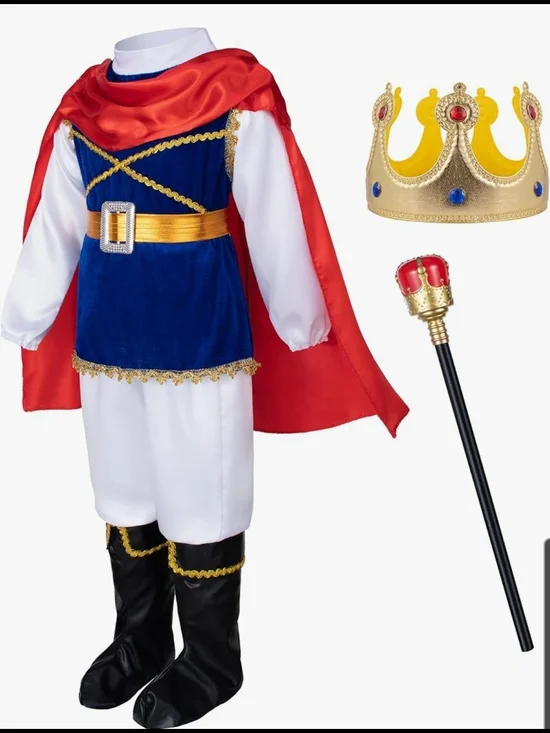 Royal Prince Costume for Kids - Blue, Red & Gold Fits 3 Year Olds