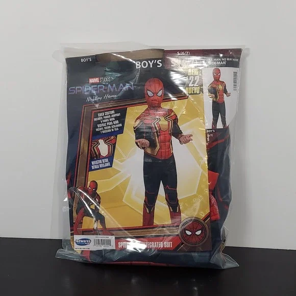 Spider-Man Costume Boys S 6/7 Red Integrated Suit No Way Home JWC0020 Marvel