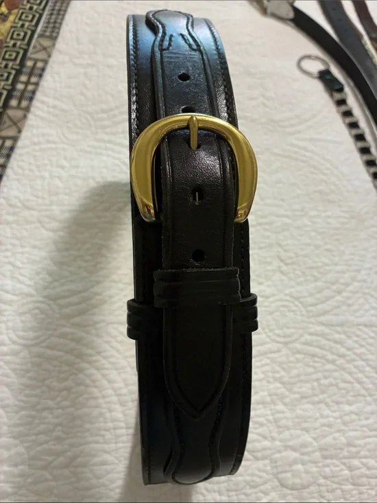 Don Hume , 34 , 2 inches wide,Men's Black utility Leather Belt with  brass bucke