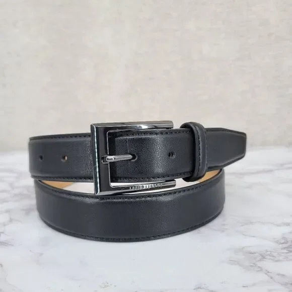 Louis Feraud Paris Classic Black Leather Belt