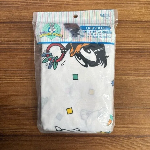 Vintage 1997 Baby Looney Tunes Daffy Duck Crib Sheet NOS Sealed 100% Cotton