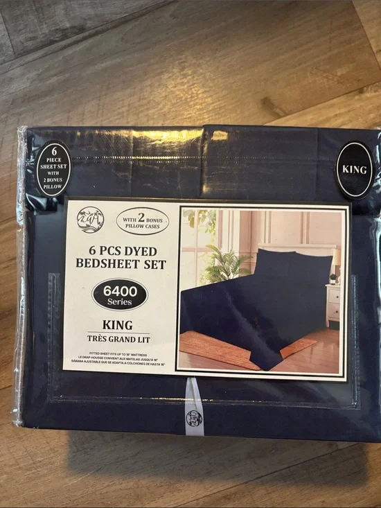 King 6-Piece Dyed Bedsheet Set - Navy
