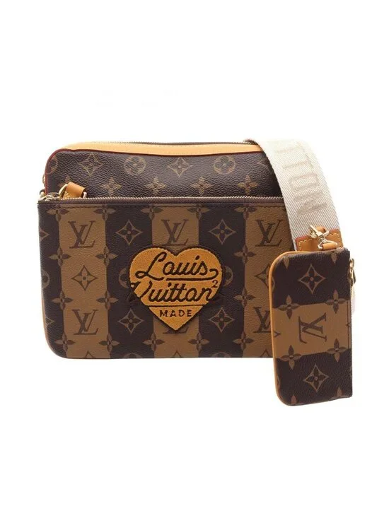 Louis Vuitton Viton Shoulder Bag Trio Messenger Monogram Stripe LV Squared