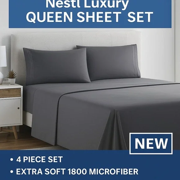 Nestl Queen Sheet Set 4Pc 1800‎ Microfiber Deep Pocket Extra Soft NEW