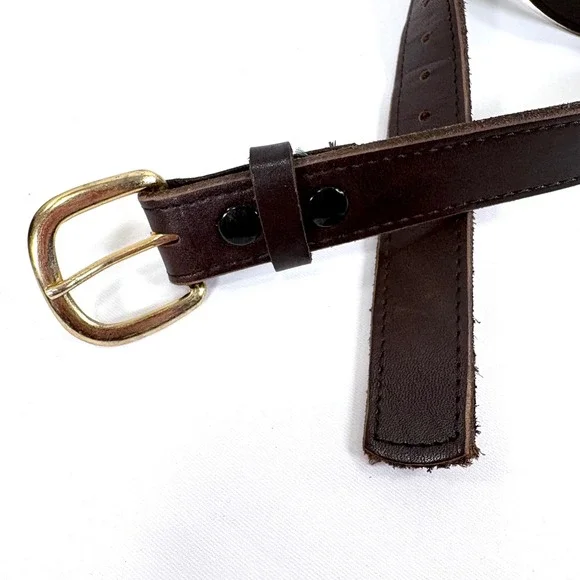 Marc Wolf Ltd Belt Brown Leather Gold Buckle‎ Made in USA 201 Size 48 Mens