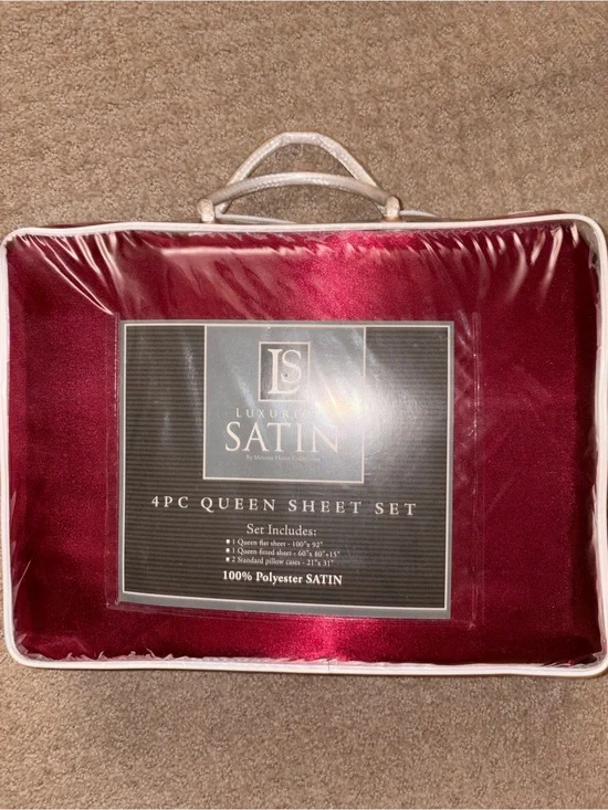 Luxury Satin 4-Piece Queen Sheet Set - Burgundy