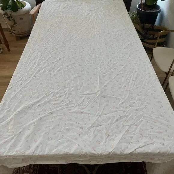 American Pacific Flat Sheet 100% Cotton Shabby Chic Pink Roses 90x85