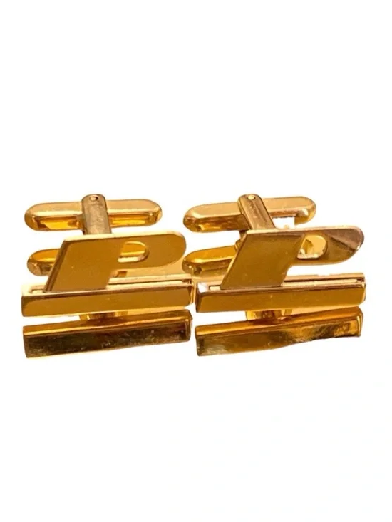 Letter P Men’s Gold Tone‎ Vintage Cuff Links