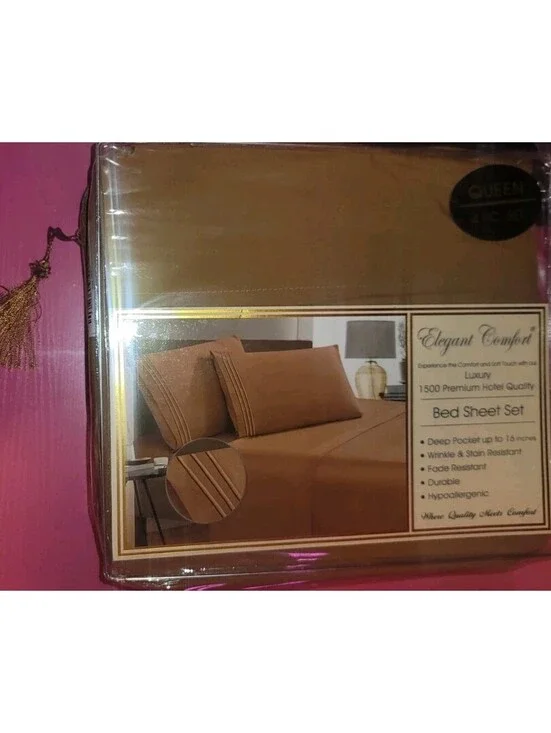 ELEGANT COMFORT 1500 THREAD EGYPTIAN COTTON QUEEN FLAT SHEET ONLY CHOCOLATE 🍫
