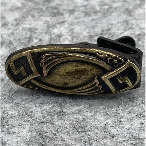 Vintage Art Deco Tie Clip Bar Brass Tone Elegant Old Money Unique‎ Style Estate