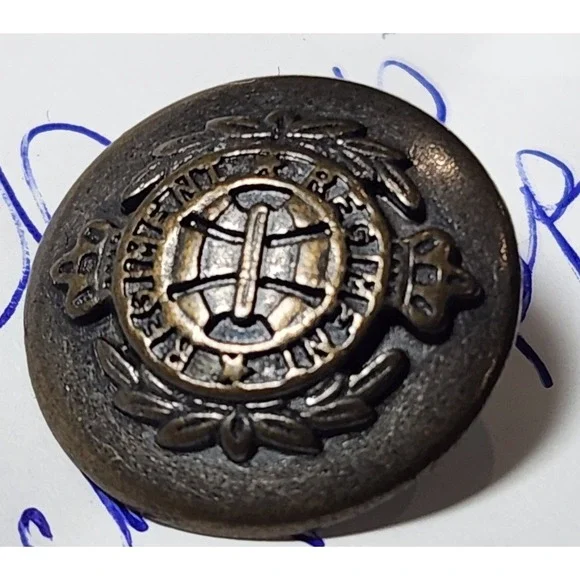 8 Real BRONZE Vtg Regiment Blazer Buttons Set CROWN LAUREL CREST Uniform Shank