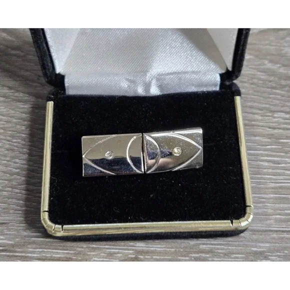 Vintage Men's Silver Tone Fish Motif Rectangular Cufflinks Bullet Back Jesus