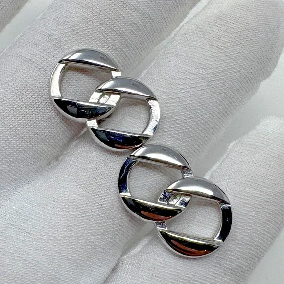 Vintage SWANK Silver Tone Cufflinks Double Loop Knot Design 23.6mm