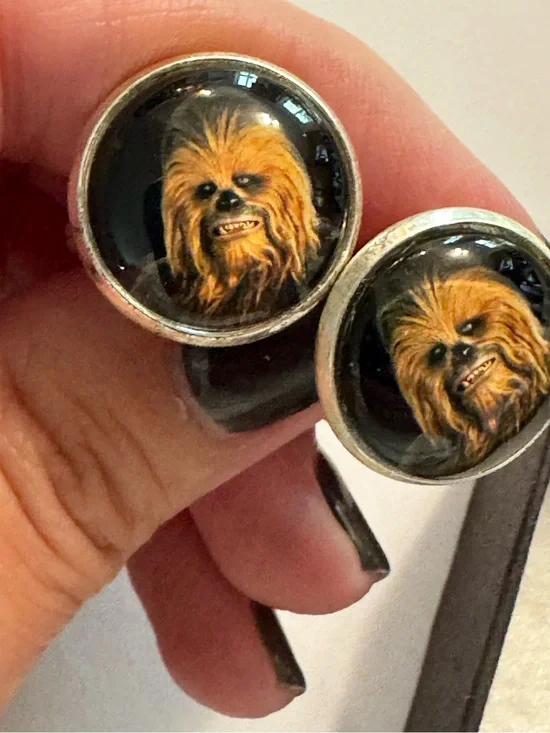 Chewbacca Glass Dome Silver Cufflinks