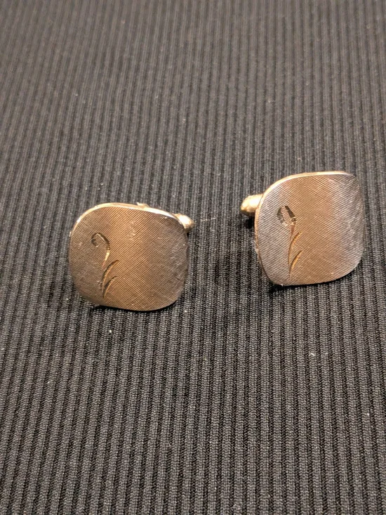 Gold-Tone Engraved Floral Cufflinks - Classic Women's Jewelry