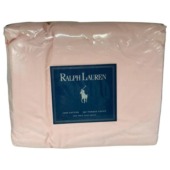 Vintage Ralph‎ Lauren Pergola Pink Twin Flat Sheet 250 TC Pima Combed Cotton NOS