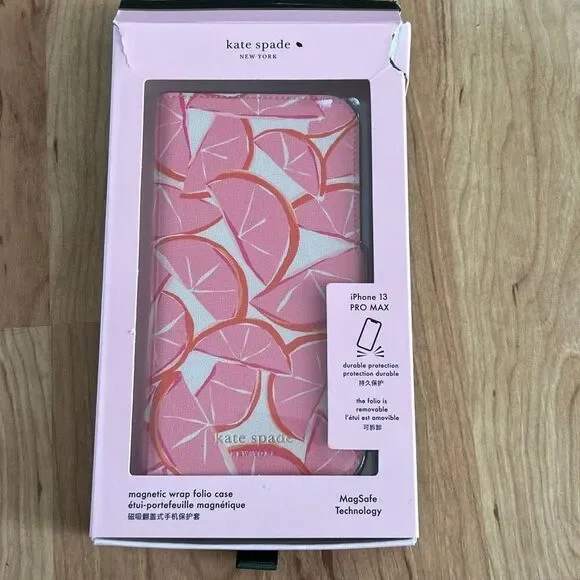 Kate Spade Grapefruit iPhone 13 Pro Max Magnetic Folio Case new NO INSIDE CASE