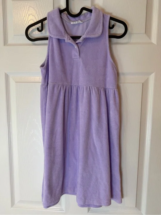 Minnow Lavender Terrycloth Sleeveless Polo Dress Pool Cover Up
