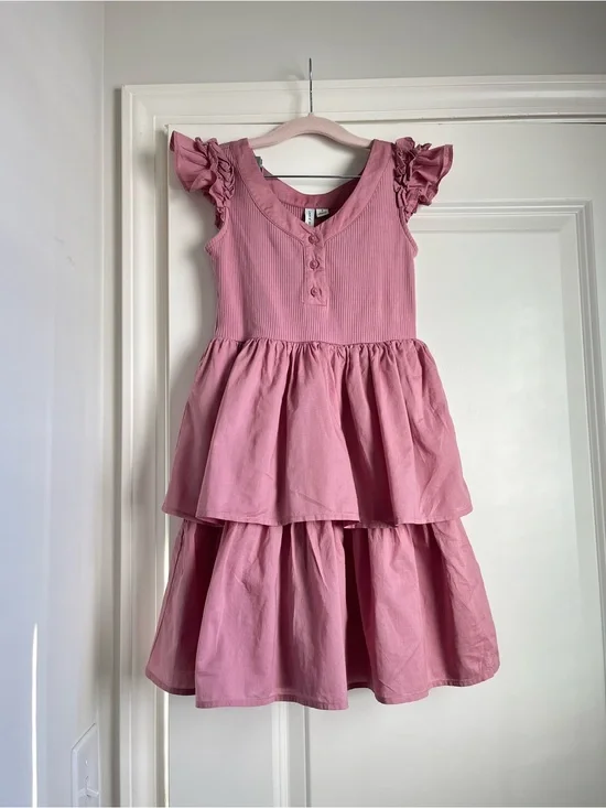 Janie and Jack Dusty Rose Tiered Ruffle Dress