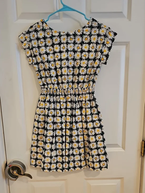 J Crew Crewcuts Navy Daisy-Print Elastic-Waist Casual Dress Girls 10
