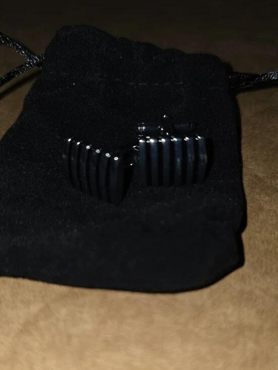 Black Ribbed Cufflinks - Men's Accessories