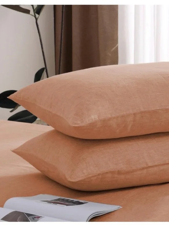 QUEEN SIZE Pillowcases 100% Pure French Flax Linen (2-pack)  20x30” BROWNNESS