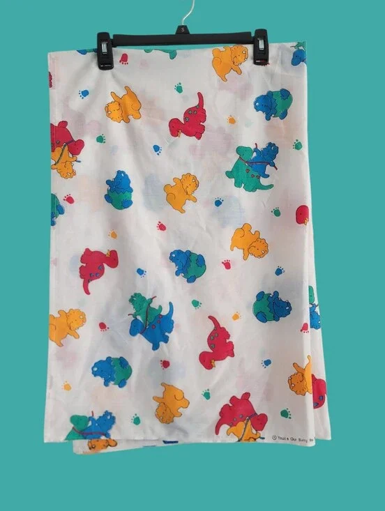 VTG Colorful Dinosaur That's Our Baby Princess Fabrics‎ Crib Sheet 80s/90s