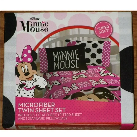 DISNEY MINNIE MOUSE 3pc MICROFIBER TWIN SHEET SET