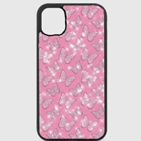 PINK Glitter Butterfly Phone Case