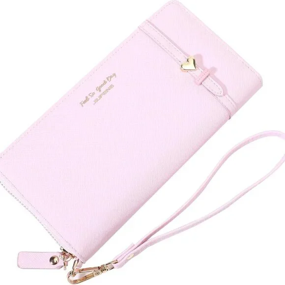 Women RFID Blocking Wallet PU Leather Large Capacity Zipper Purse