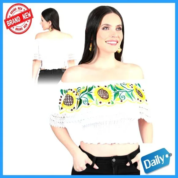 Girls' Embroidered Cotton Blouse Classic Fit Short Sleeve Western Style