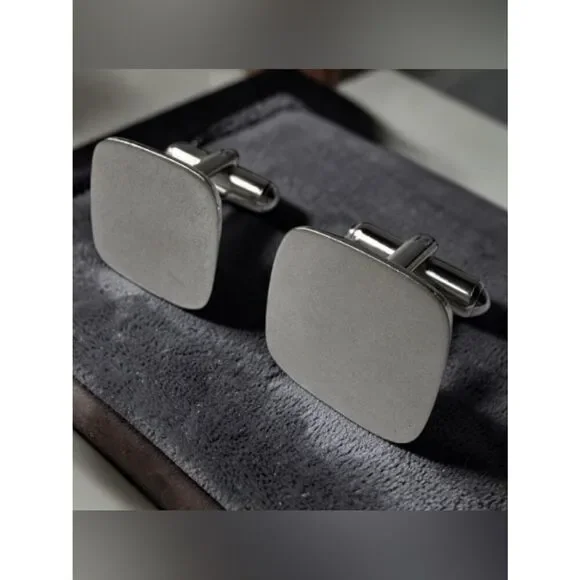 NS Meyer Sterling Silver Cufflinks Minimalist Rectangle Vintage