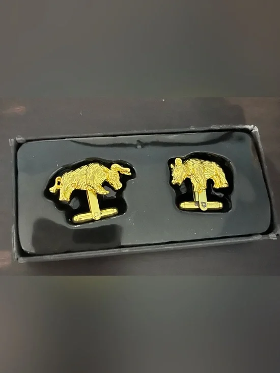 Gold Bear Motif Cufflinks for Men
