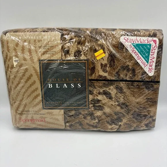 NEW Vintage Animal Print BILL BLASS Springmaid 200 Ct Percale Twin Sheet Set