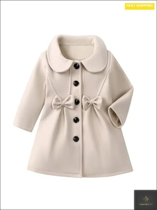 Toddler Baby Girls Wool Blend Coat Long Sleeve A-Line Jacket Fall Winter