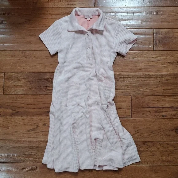 Ivy City Co Piper Herringbone Blush Pink Textured Dress