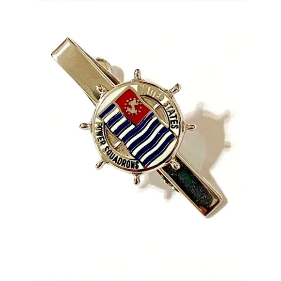 Vintage United States Power Squadron Tie Clip Sterling Silver 925 Enamel 1.5