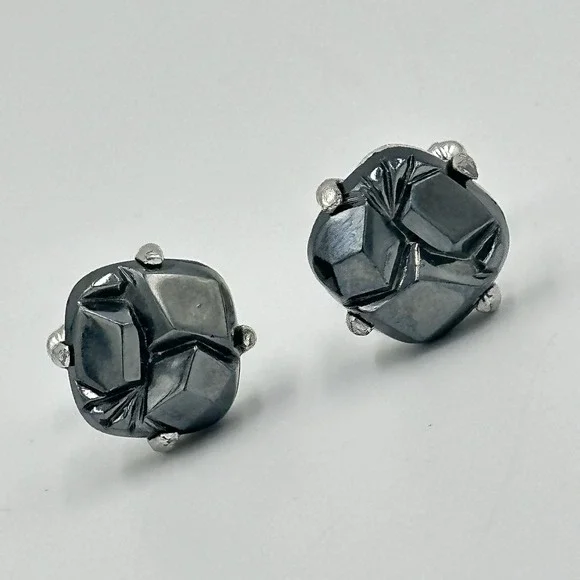 Vintage 1961/62 Sarah Coventry Faceted Faux Hematite Silvertone Cufflinks