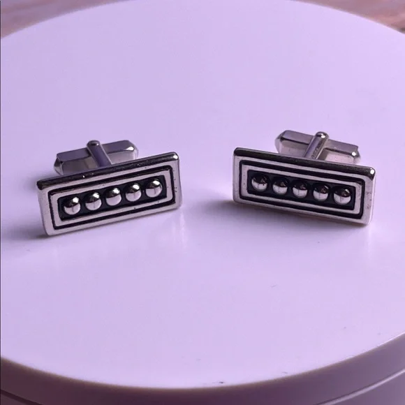 Vintage Swank mid century modernist silver tone cufflinks