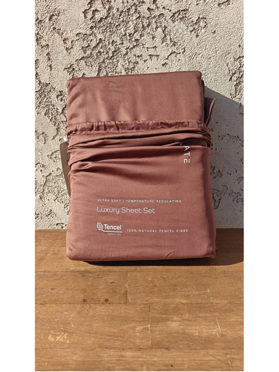 Olive Crate QUEEN 100% Eucalyptus TENCEL Cooling Sheet Set 4pc Cacao