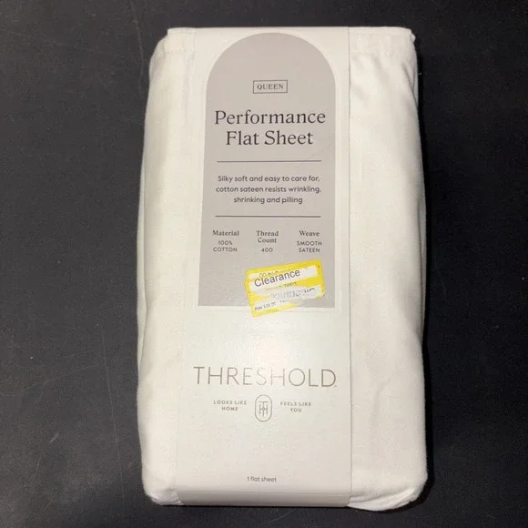 Threshold 400 Thread Count Performance Flat Sheet Sour Cream Queen*