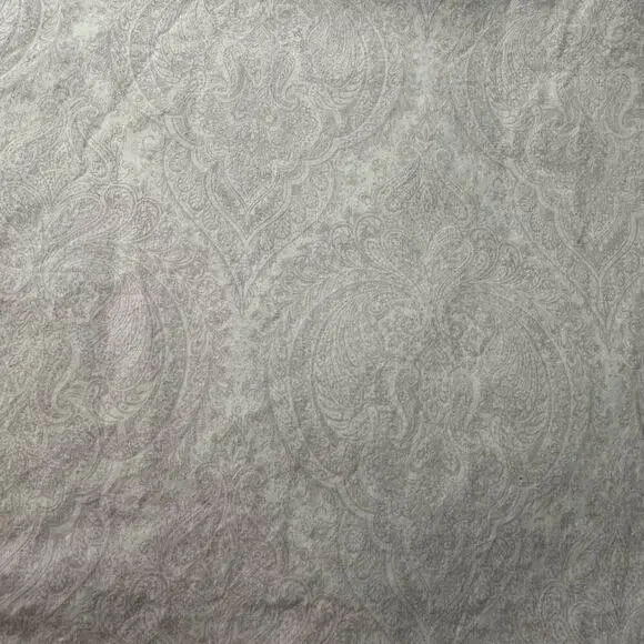 Ralph Lauren Gray Paisley Embossed Queen Flat Sheet 100% Cotton Bedding