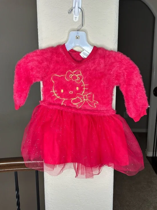 Hello Kitty Toddler Girls Eyelash Knit Tutu Dress Size 18M Colorful Holiday