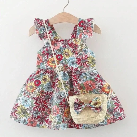 Floral Baby Dress with Matching Bag