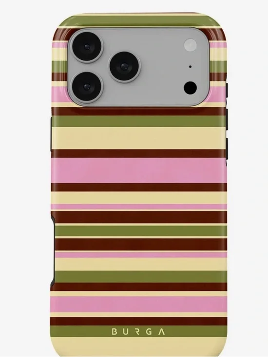 New NWT BURGA  Pink & Green Striped Protective Phone Case Rio - iPhone 17Pro max