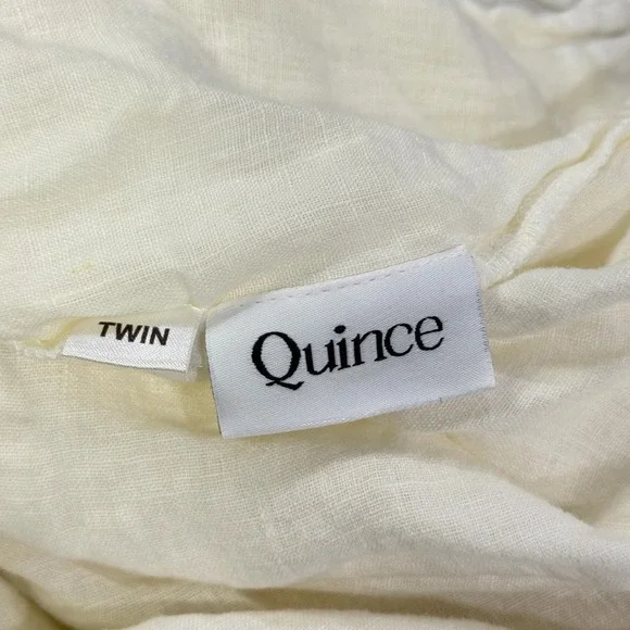 Quince 100% European Linen Fitted Sheet Twin Ivory Off-White Solid